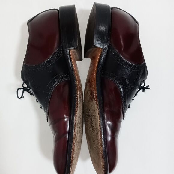 Johnston & Murphy Aristocraft Mens 11 Two Tone Saddle Oxford Made In USA Leather